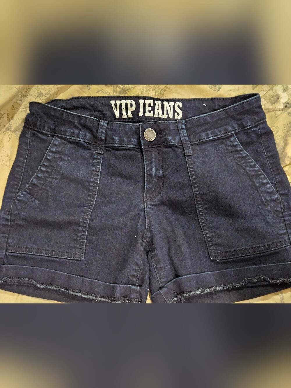 VIP Dark Black Patch-Pocket Shorts